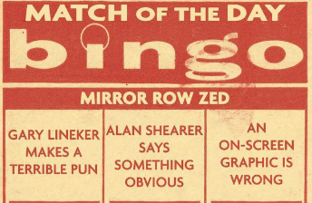 Match of the Day bingo card