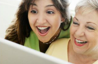 Friends having fun online