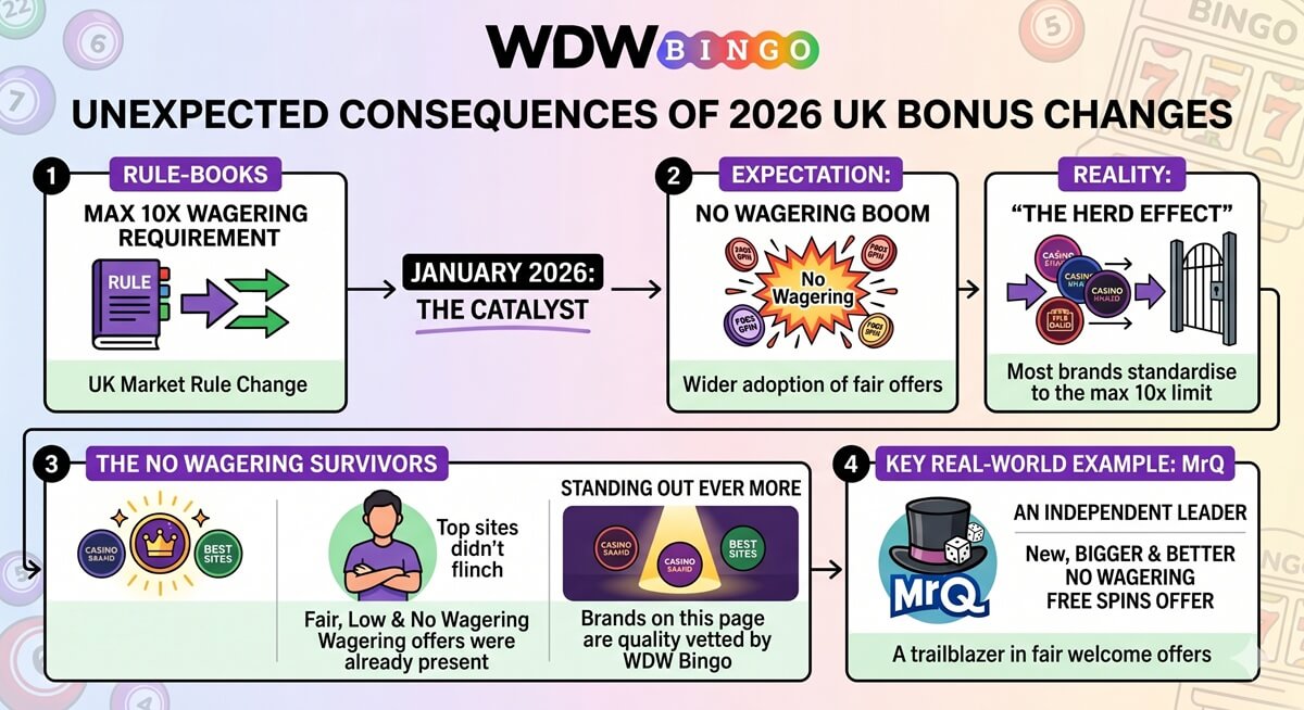 no wagering free spins wdw bingo unexpected consequences of 2026 bonus changes